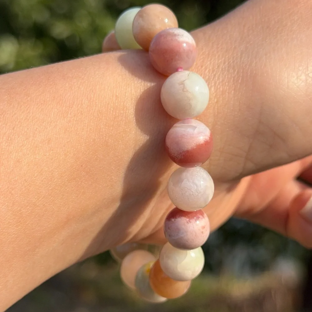 11mm stretchable multicolor flower agate bracelet 1125‎